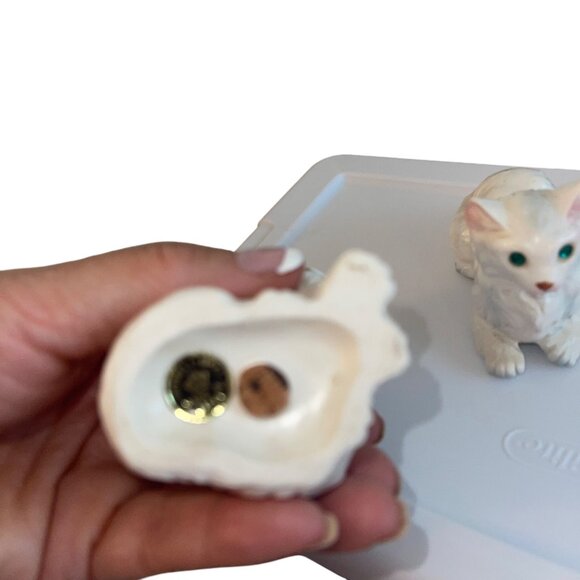 Vintage Cat Salt Pepper Shakers Cream Ceramics Persian Jeweled Eyes Japan - Picture 5 of 11
